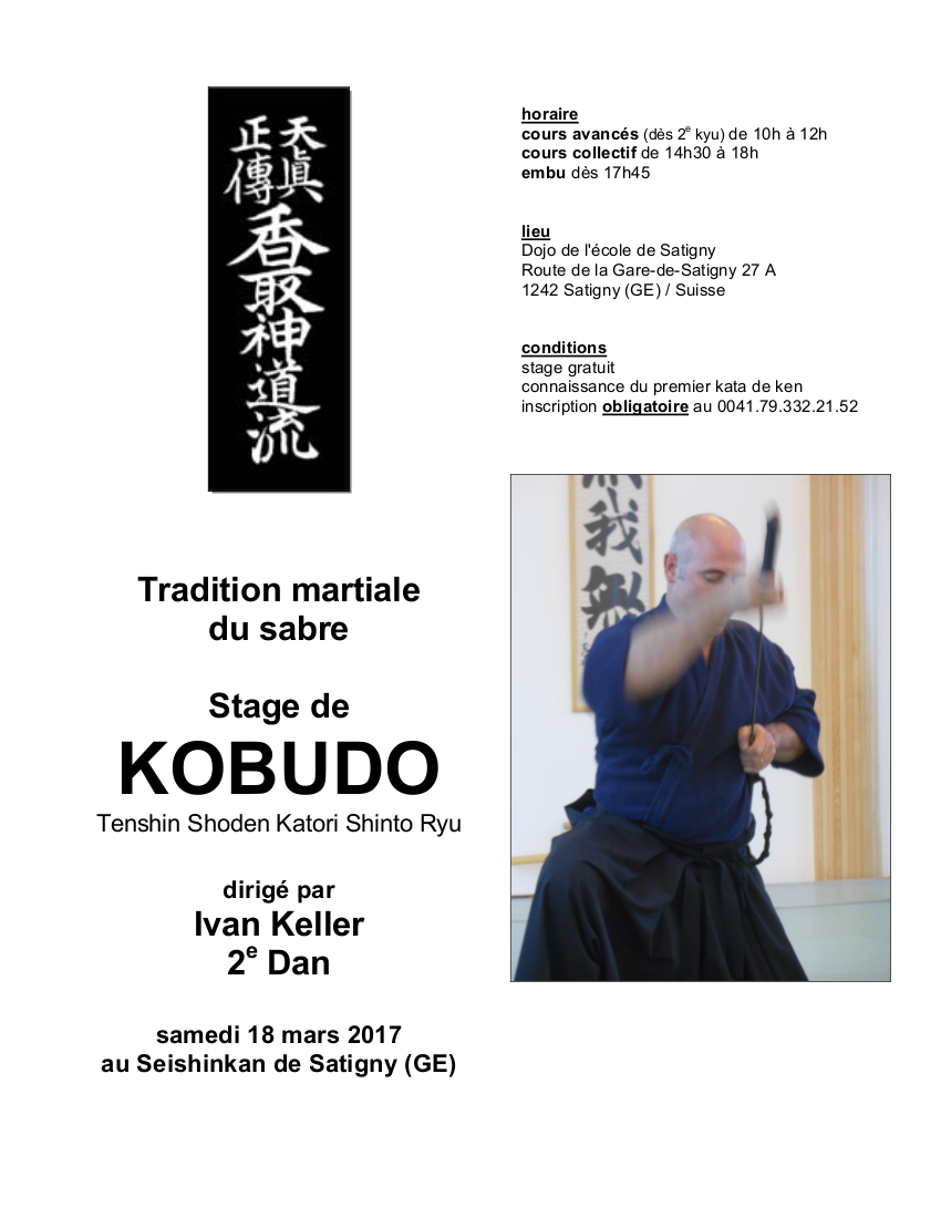 17 03 18 affiche stage kobudo ivan satigny