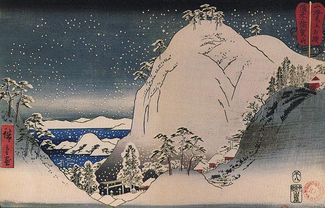 640px hiroshige shrines in snowy mountains